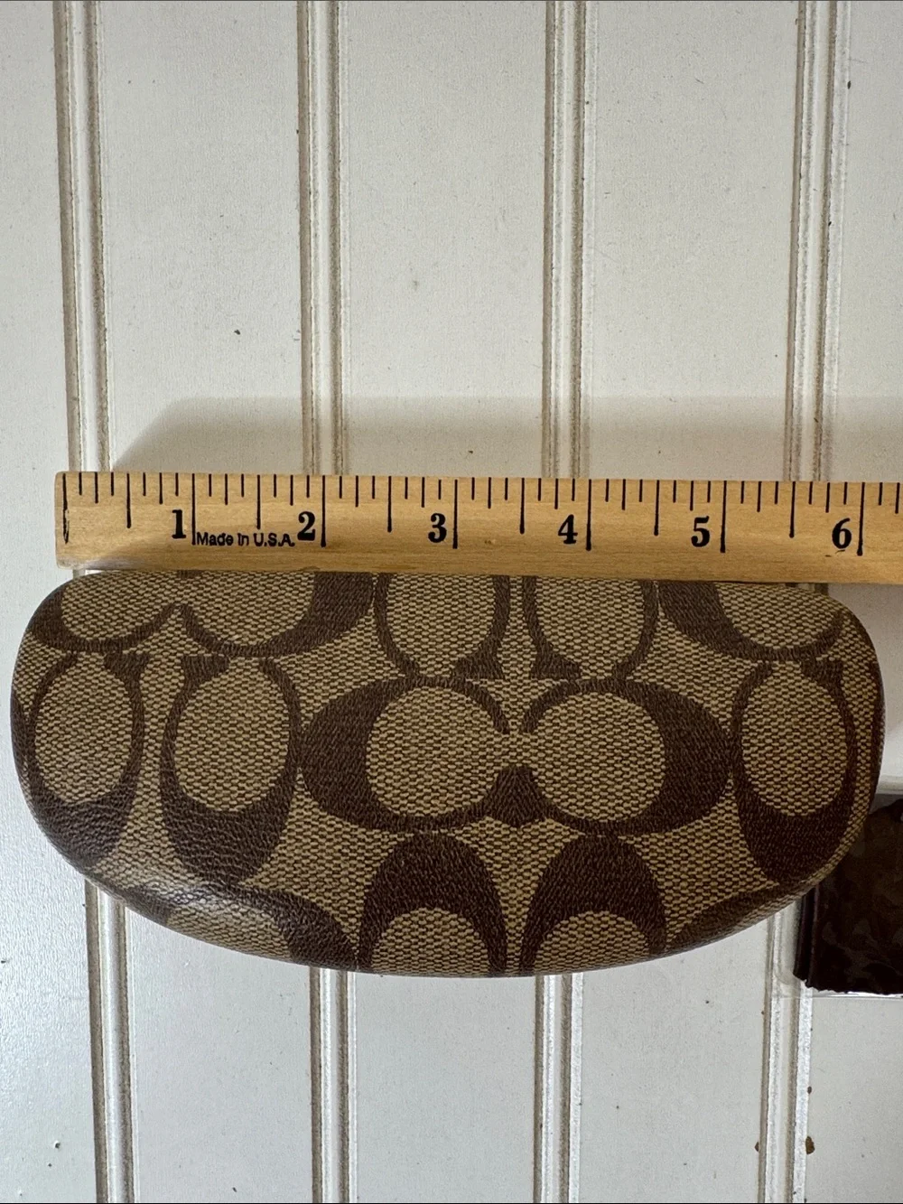 Coach CC Hard Clamshell Eye Glass Case ONLY lens cloth included Brown Tan